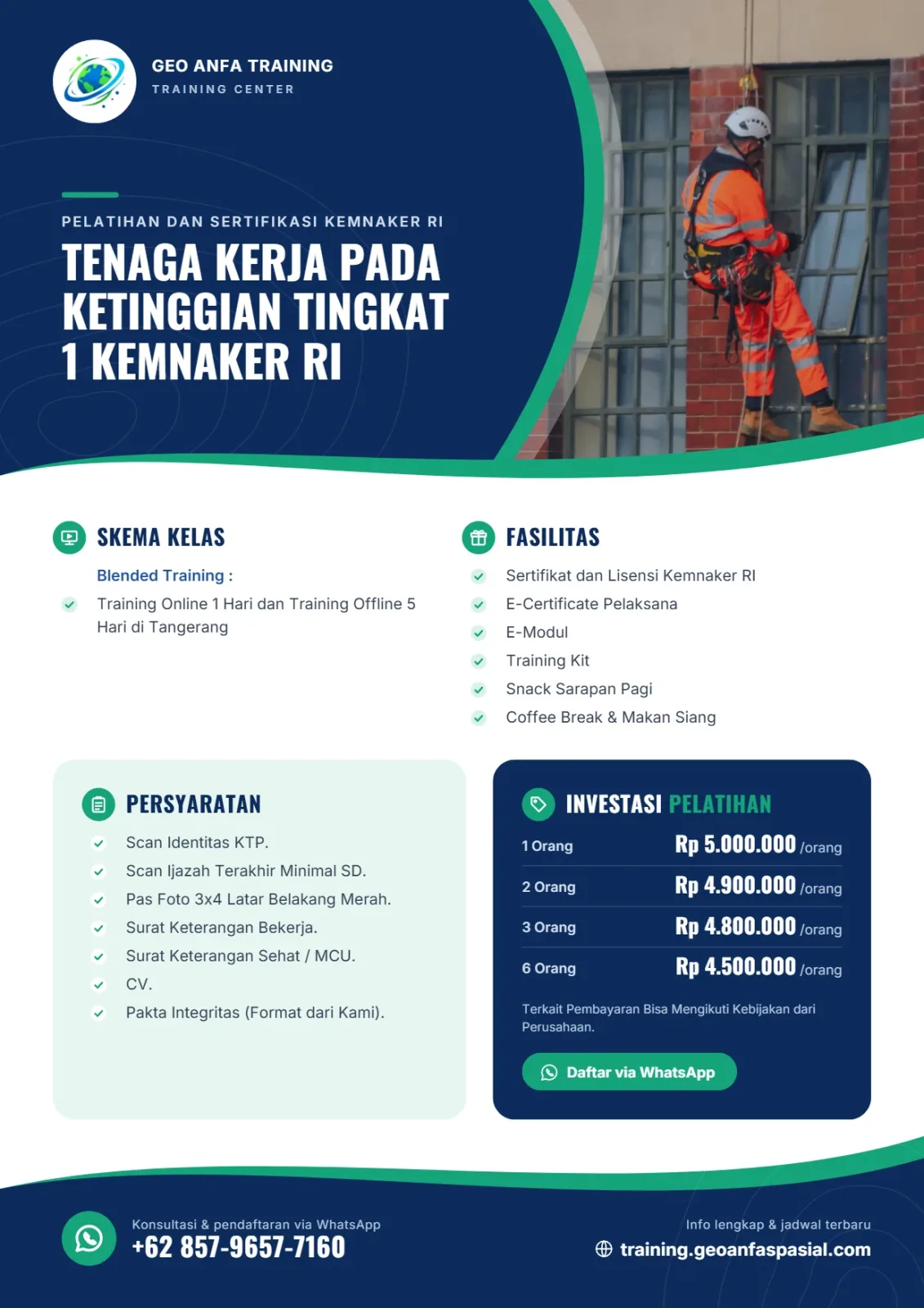 Brosur Tenaga Kerja Pada Ketinggian Tingkat 1 Kemnaker RI