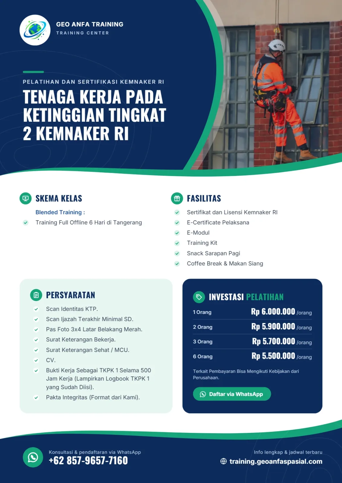 Brosur Tenaga Kerja Pada Ketinggian Tingkat 2 Kemnaker RI
