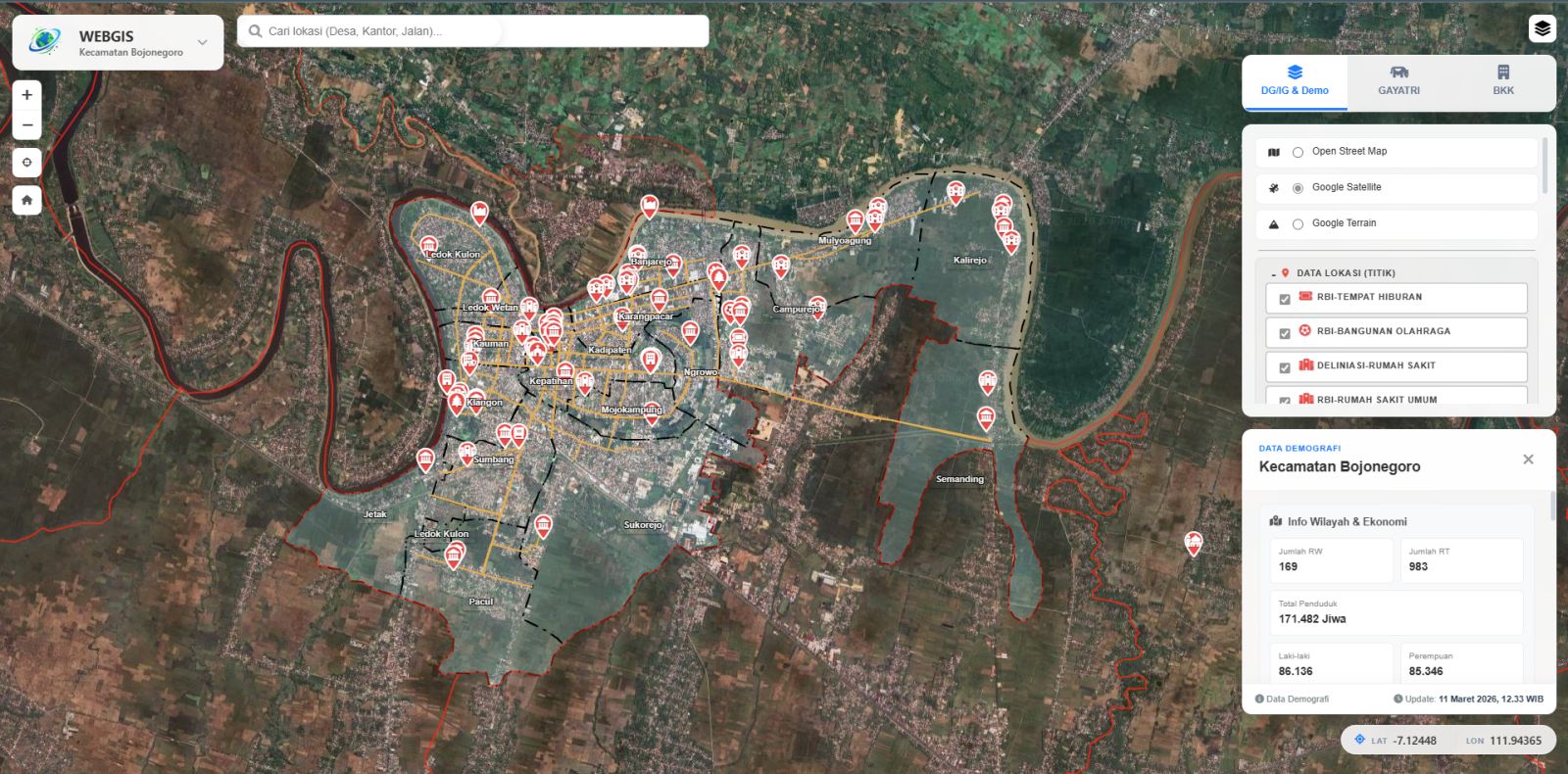 WebGIS Kecamatan Bojonegoro 1