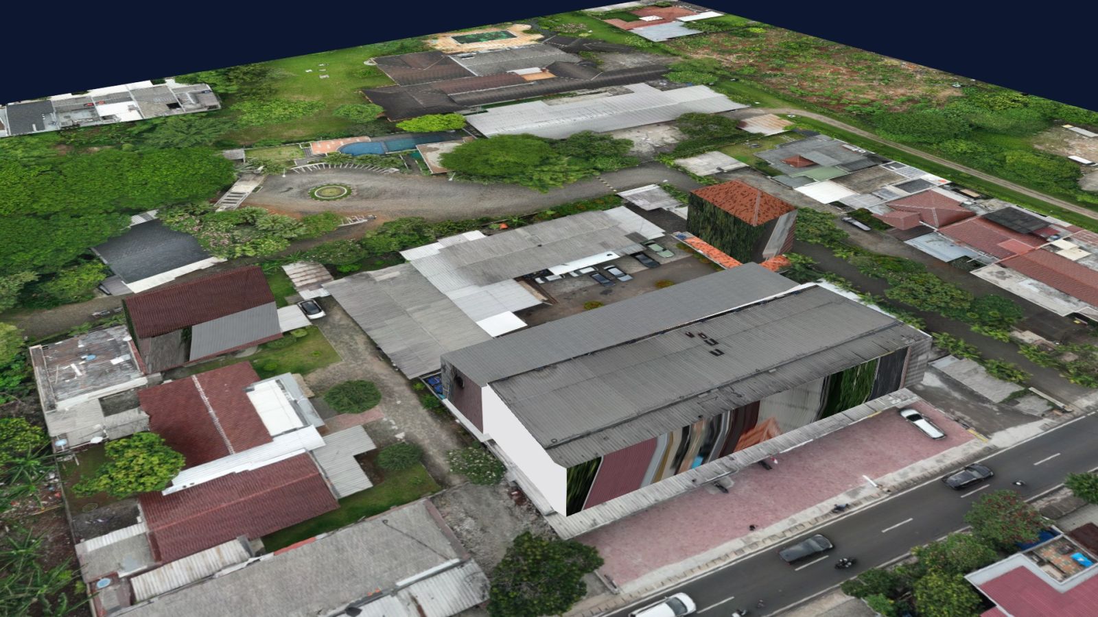 Aplikasi desktop buatan kami yang mengubah point cloud LiDAR/fotogrametri dan foto drone menjadi model 3D bangunan LoD2 bertekstur, lengkap dengan laporan QA otomatis, lalu mengekspornya ke 3D Tiles, CityJSON, GLB, dan KMZ.